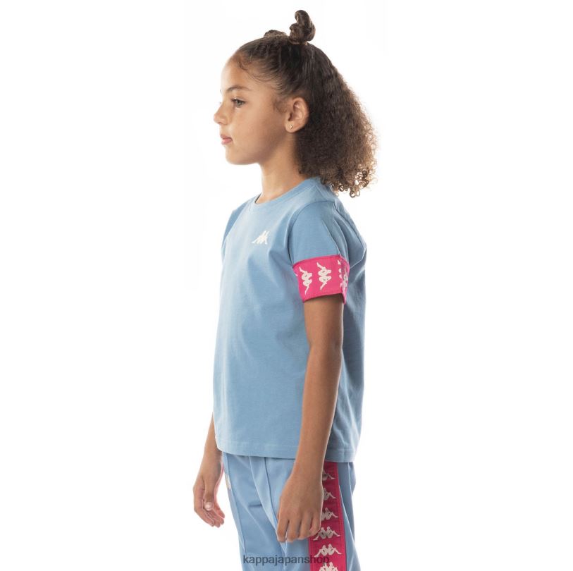 Kappa 子供たち キッズ222バンダ虹2 Tシャツ ライトブルーピンク 480LJ700