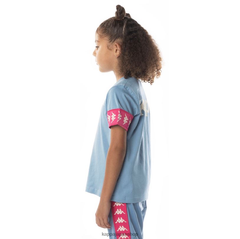 Kappa 子供たち キッズ222バンダ虹2 Tシャツ ライトブルーピンク 480LJ700