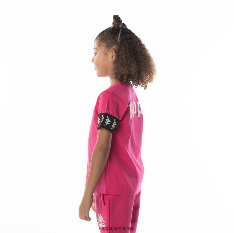 Kappa 子供たち キッズ222バンダ虹2 Tシャツ ピンクブラック 480LJ701