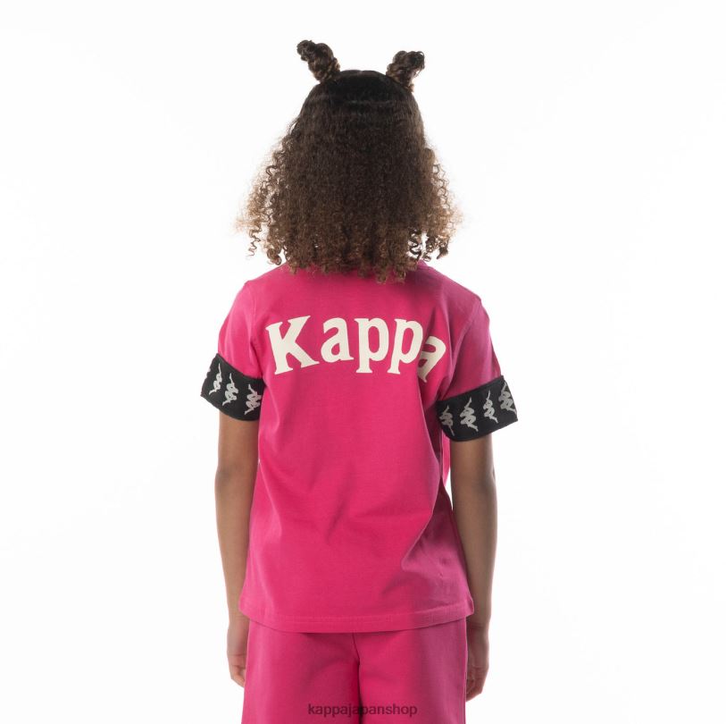 Kappa 子供たち キッズ222バンダ虹2 Tシャツ ピンクブラック 480LJ701