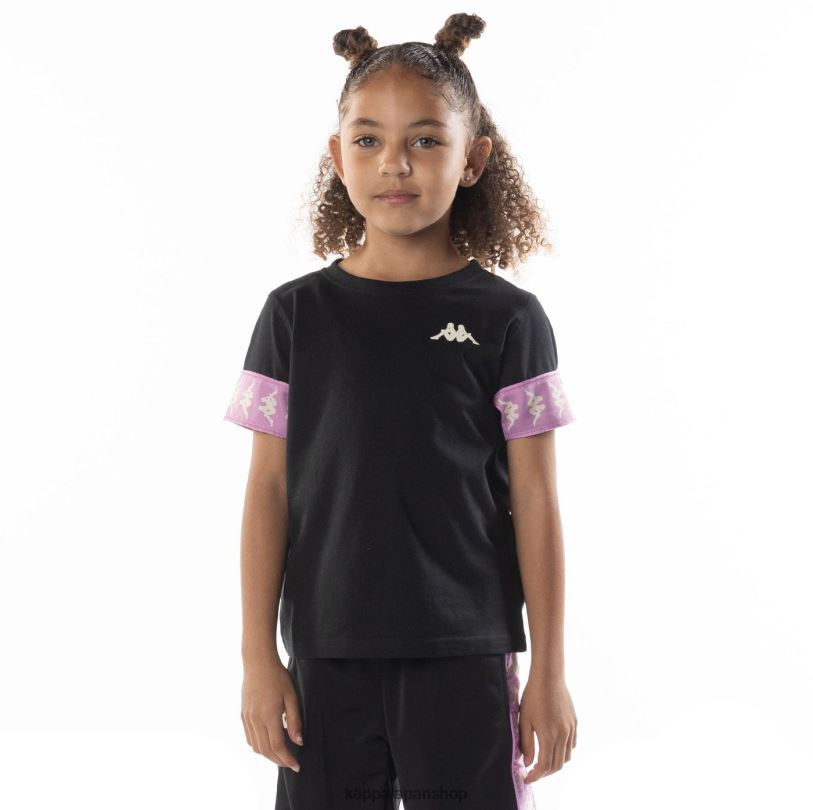 Kappa 子供たち キッズ222バンダ虹2 Tシャツ 黒煙バイオレット 480LJ702
