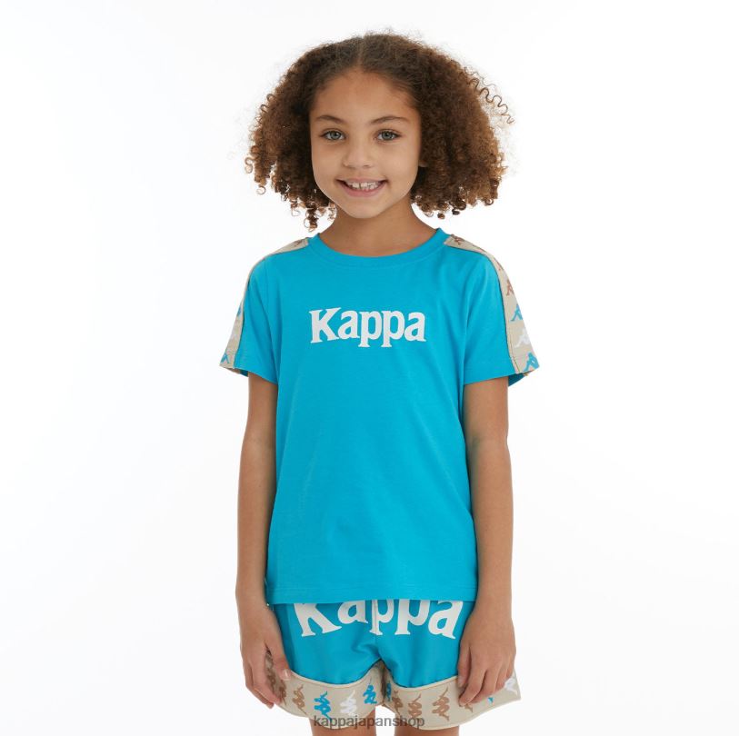 Kappa 子供たち キッズ222バンダデト2 Tシャツ ダークアクア 480LJ730