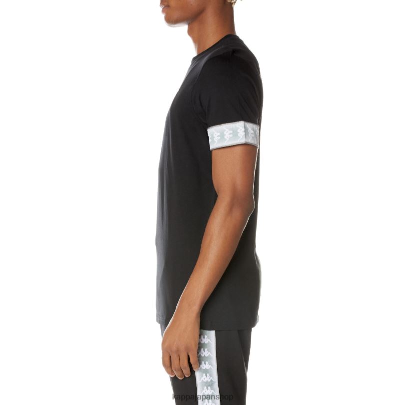 Kappa 男性 222 バンダ トービー Tシャツ 漆黒 480LJ131
