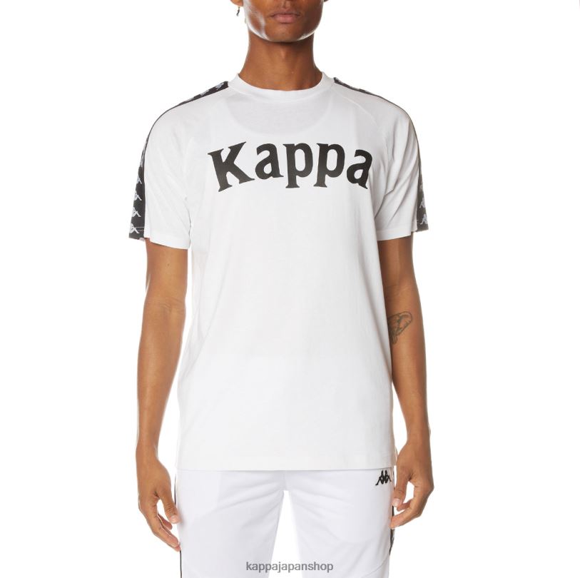 Kappa 男性 222 バンダバリマ Tシャツ 白黒白 480LJ192