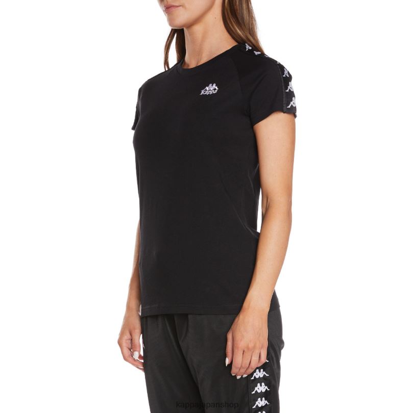 Kappa 女性 222 バンダ・アパン Tシャツ 黒 480LJ384