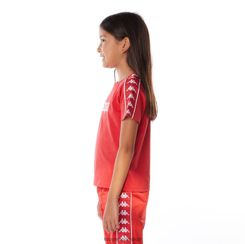 Kappa 子供たち キッズ222バンダトリオTシャツ 赤 480LJ671