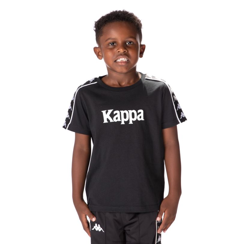 Kappa 子供たち キッズ222バンダトリオTシャツ 黒 480LJ672