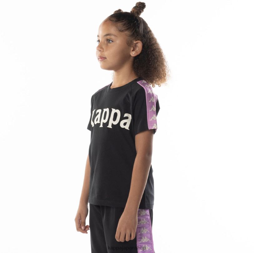 Kappa 子供たち キッズ 222 バンダ バリマ Tシャツ 黒煙バイオレット 480LJ698