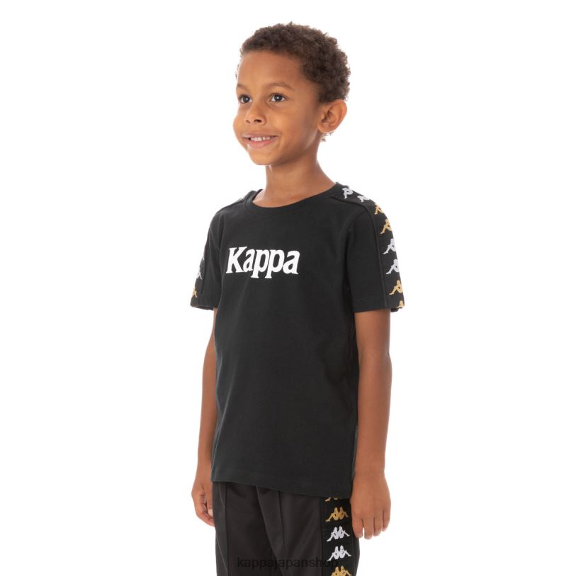 Kappa 子供たち キッズ 222 バンダ ベンドシン T シャツ 黒い煙 480LJ766
