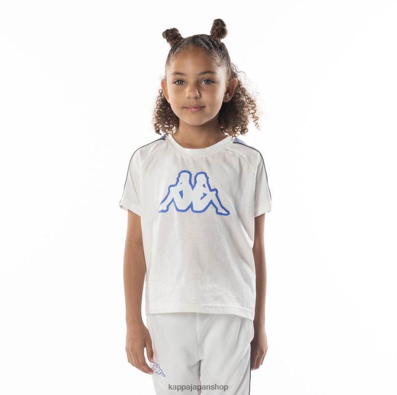Kappa 子供たち キッズロゴテープ アヴィレック 2 Tシャツ 白青 480LJ683