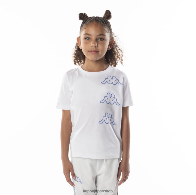 Kappa 子供たち キッズロゴAomix Tシャツ 白青 480LJ677