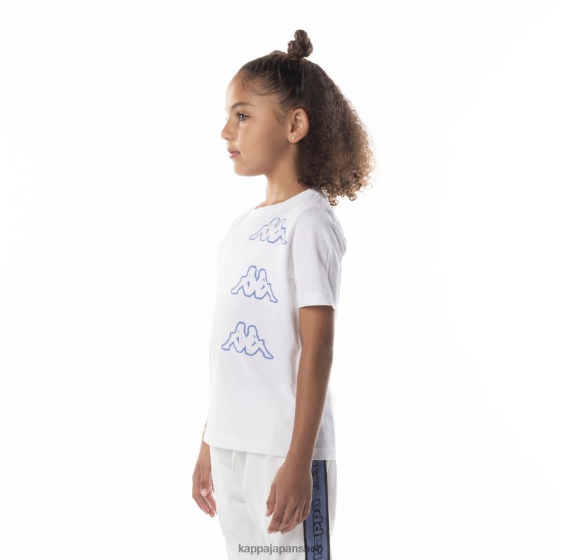 Kappa 子供たち キッズロゴAomix Tシャツ 白青 480LJ677