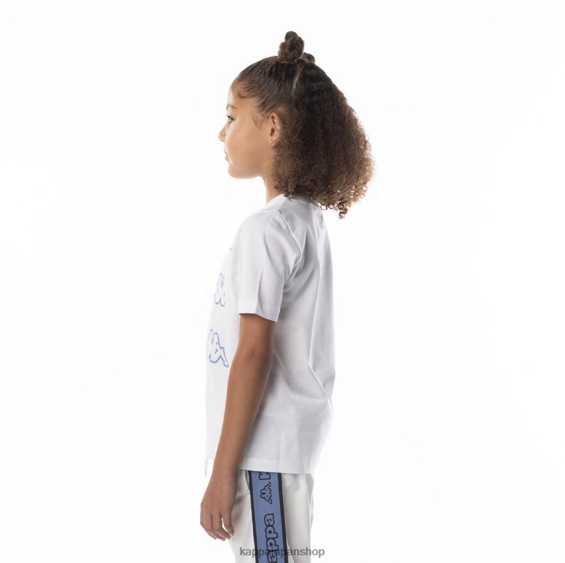 Kappa 子供たち キッズロゴAomix Tシャツ 白青 480LJ677