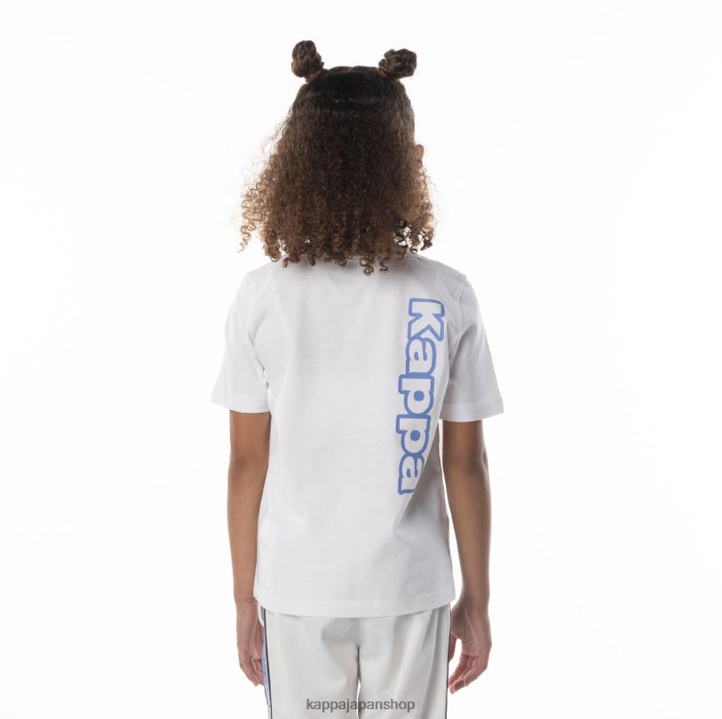 Kappa 子供たち キッズロゴAomix Tシャツ 白青 480LJ677