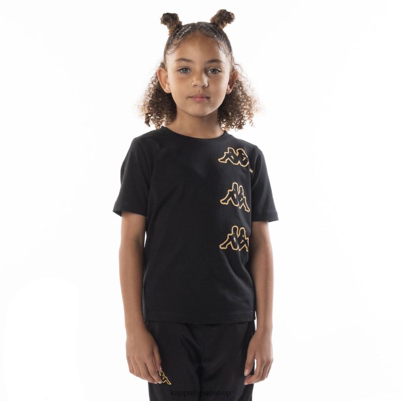Kappa 子供たち キッズロゴAomix Tシャツ ブラックスモークオレンジ 480LJ678