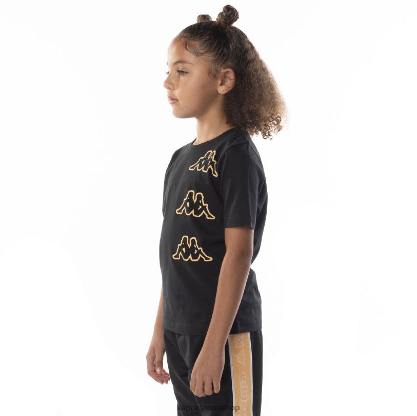 Kappa 子供たち キッズロゴAomix Tシャツ ブラックスモークオレンジ 480LJ678