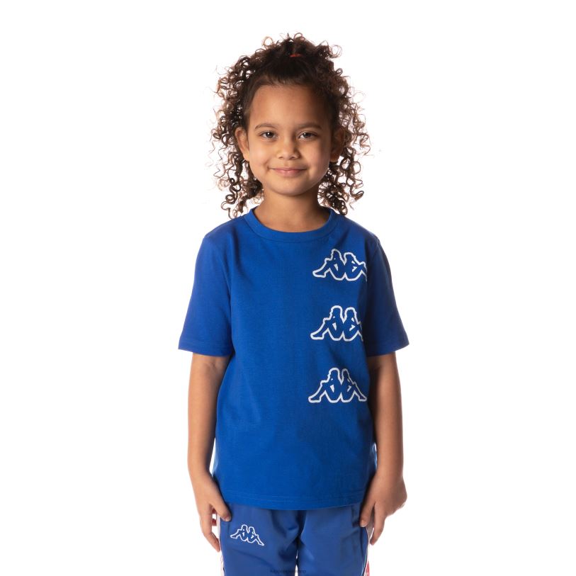 Kappa 子供たち キッズロゴテープAomix Tシャツ 青 480LJ703