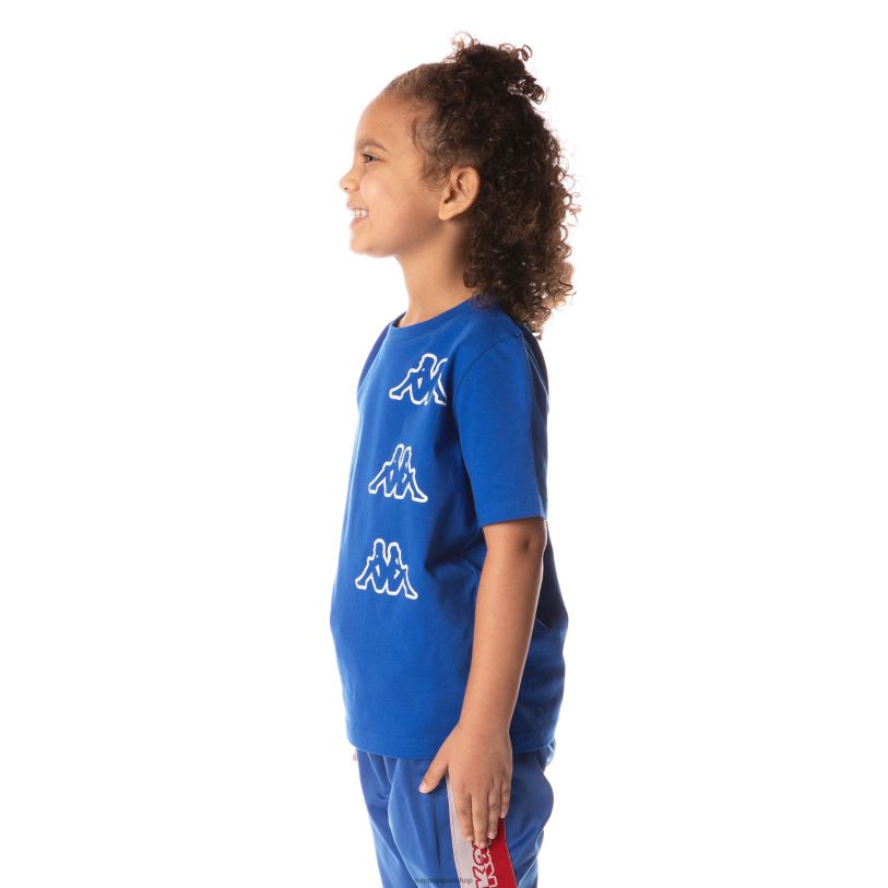 Kappa 子供たち キッズロゴテープAomix Tシャツ 青 480LJ703
