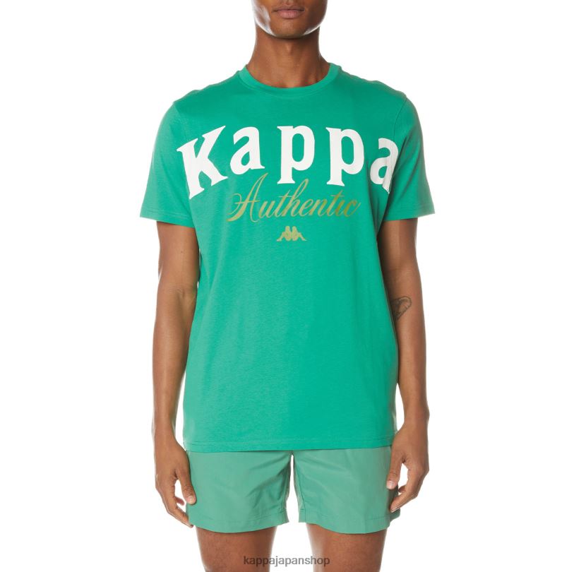 Kappa 男性 オーセンティックチークス Tシャツ 緑 480LJ142