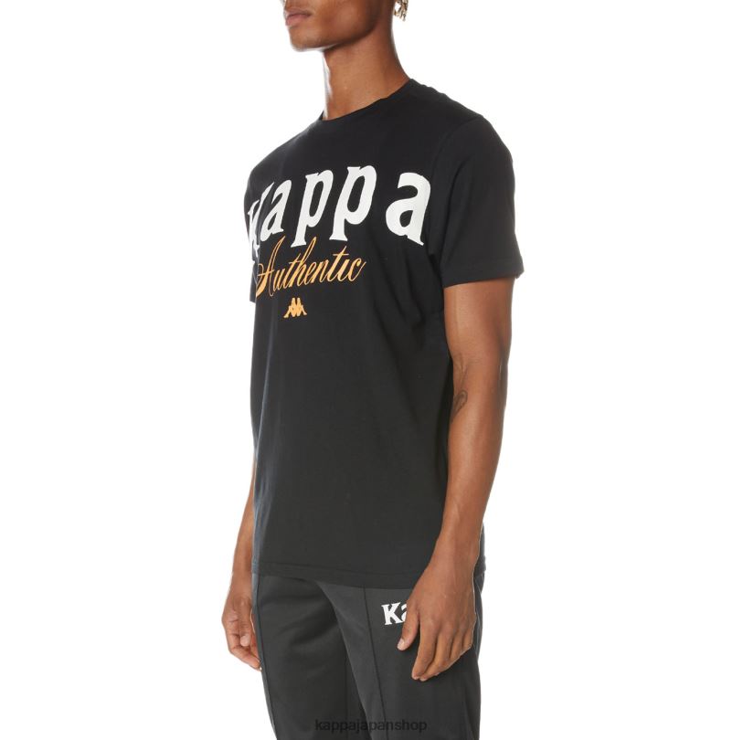 Kappa 男性 オーセンティックチークス Tシャツ 漆黒 480LJ159