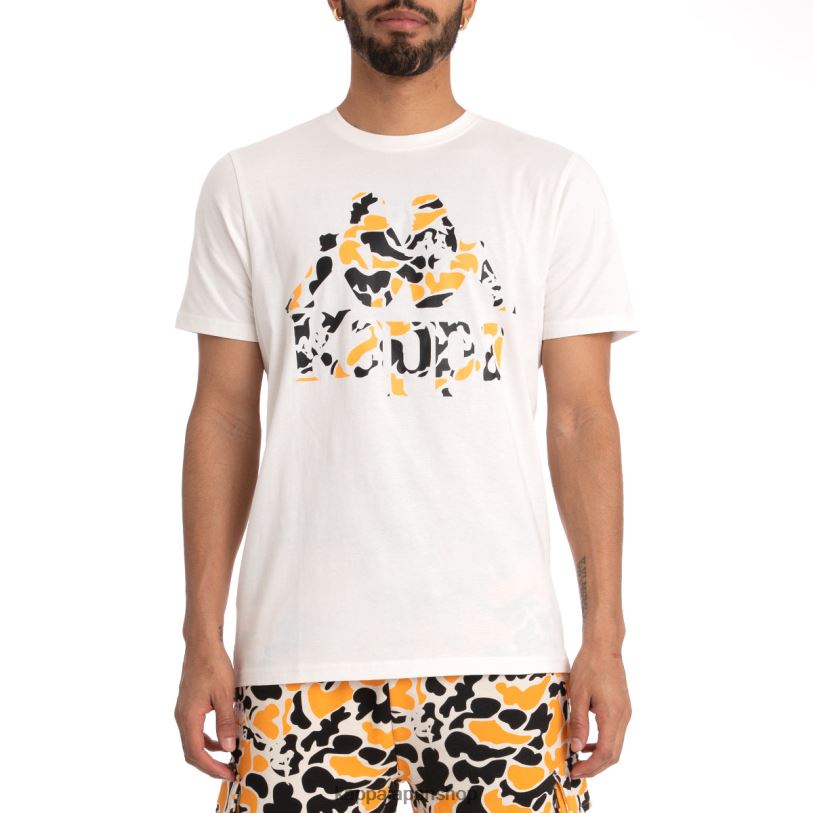 Kappa 男性 本物のフーロTシャツ 白い黒い煙 480LJ177
