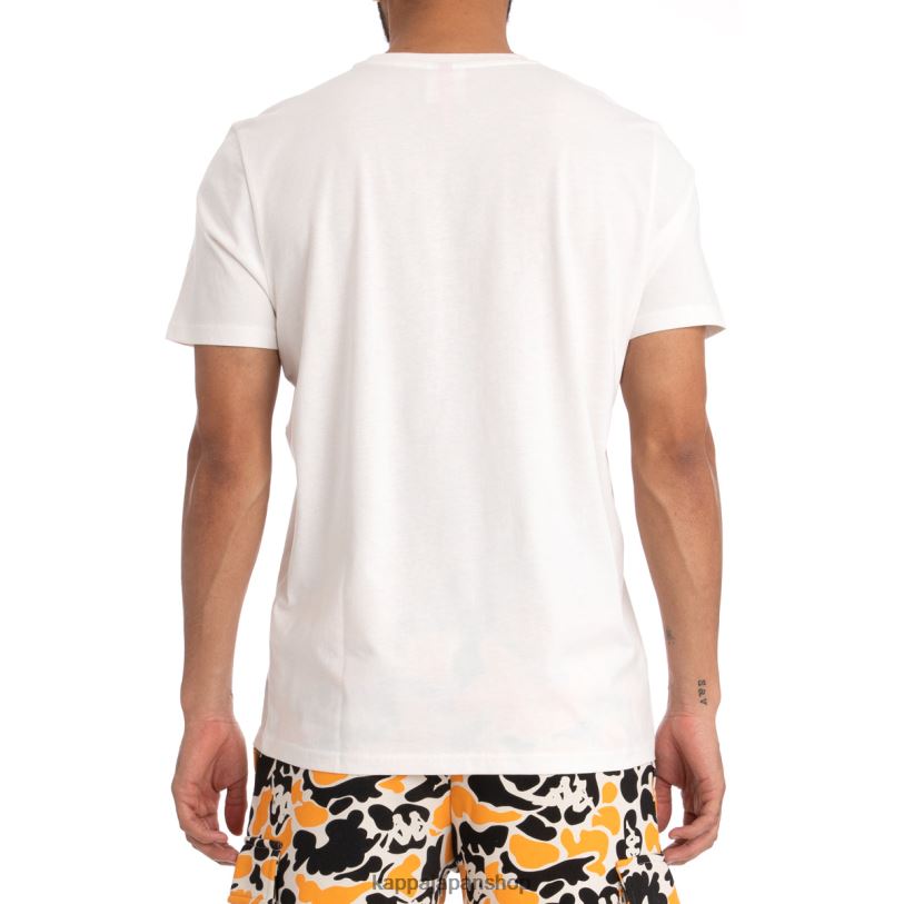 Kappa 男性 本物のフーロTシャツ 白い黒い煙 480LJ177