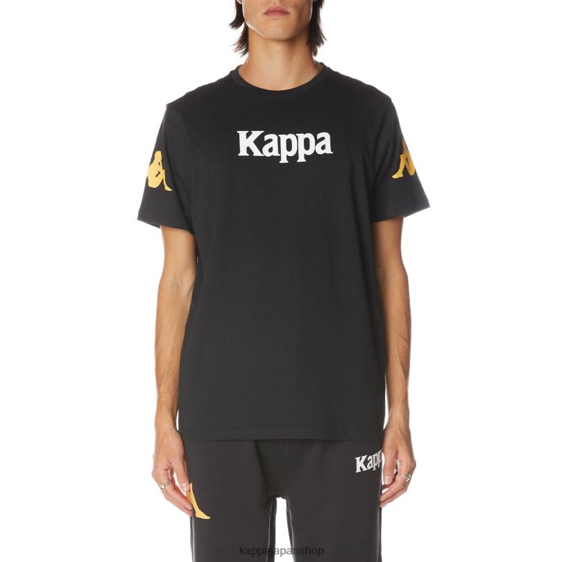 Kappa 男性 本物のパルーTシャツ 黒い煙 480LJ181