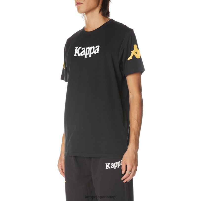 Kappa 男性 本物のパルーTシャツ 黒い煙 480LJ181