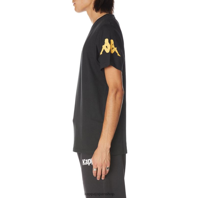 Kappa 男性 本物のパルーTシャツ 黒い煙 480LJ181