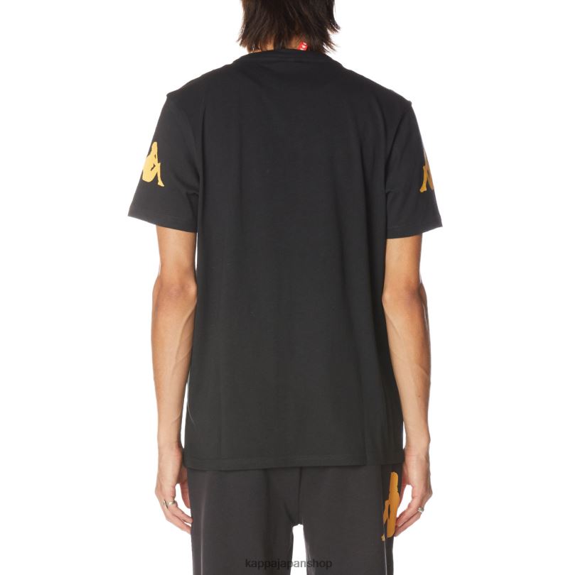 Kappa 男性 本物のパルーTシャツ 黒い煙 480LJ181
