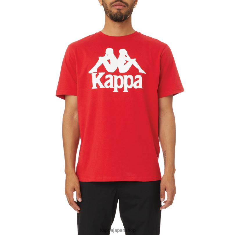 Kappa 男性 本物のエステッシ Tシャツ 赤白 480LJ187