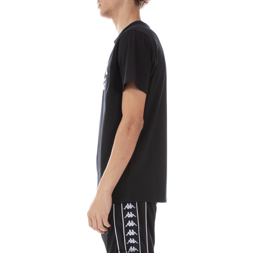 Kappa 男性 本物のエステッシ Tシャツ 黒、白 480LJ190
