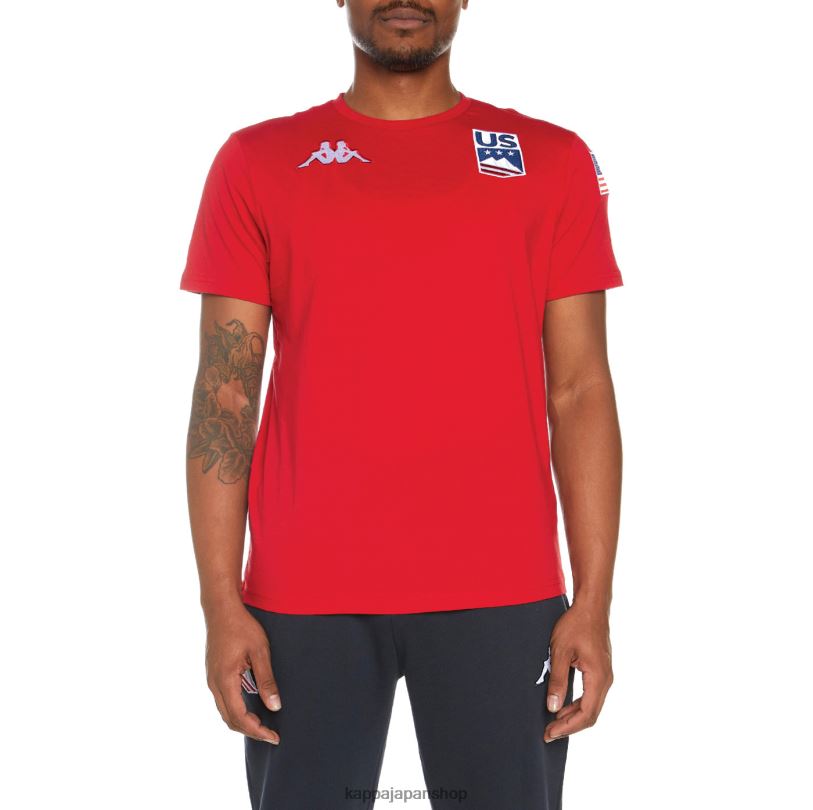Kappa 男性 エステッシ米国Tシャツ 赤 480LJ202