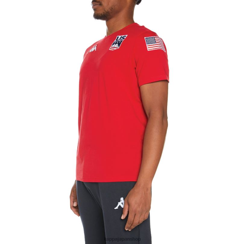 Kappa 男性 エステッシ米国Tシャツ 赤 480LJ202