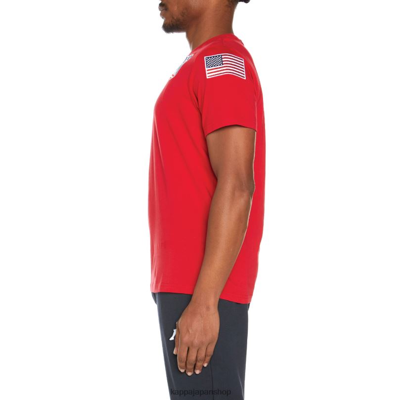 Kappa 男性 エステッシ米国Tシャツ 赤 480LJ202