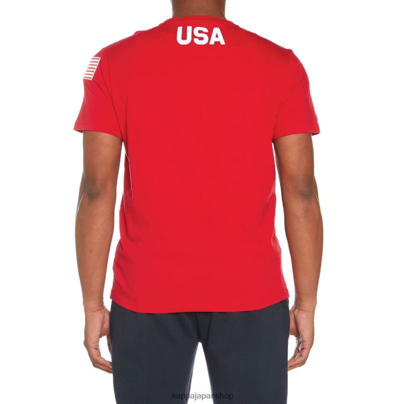 Kappa 男性 エステッシ米国Tシャツ 赤 480LJ202