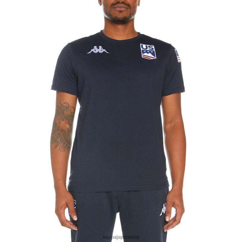 Kappa 男性 エステッシ米国Tシャツ 海軍 480LJ203