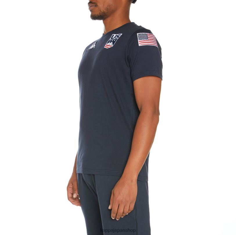 Kappa 男性 エステッシ米国Tシャツ 海軍 480LJ203