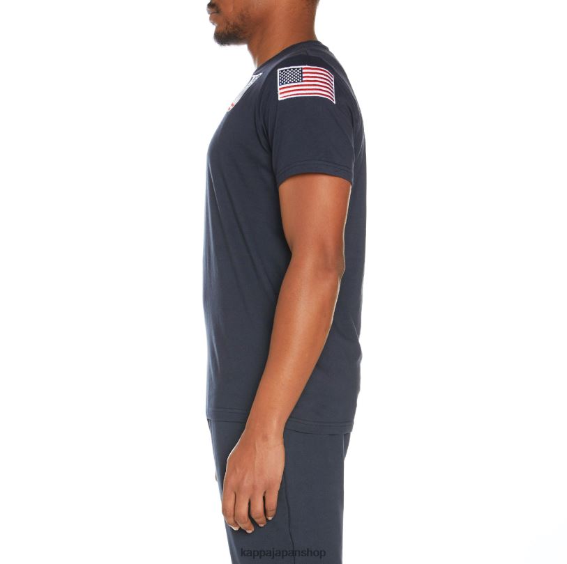 Kappa 男性 エステッシ米国Tシャツ 海軍 480LJ203