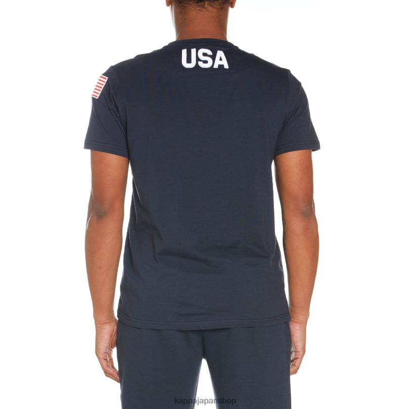 Kappa 男性 エステッシ米国Tシャツ 海軍 480LJ203