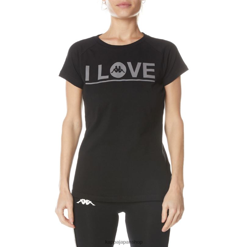 Kappa 女性 本物のグルニチャTシャツ ブラックジェット 480LJ378