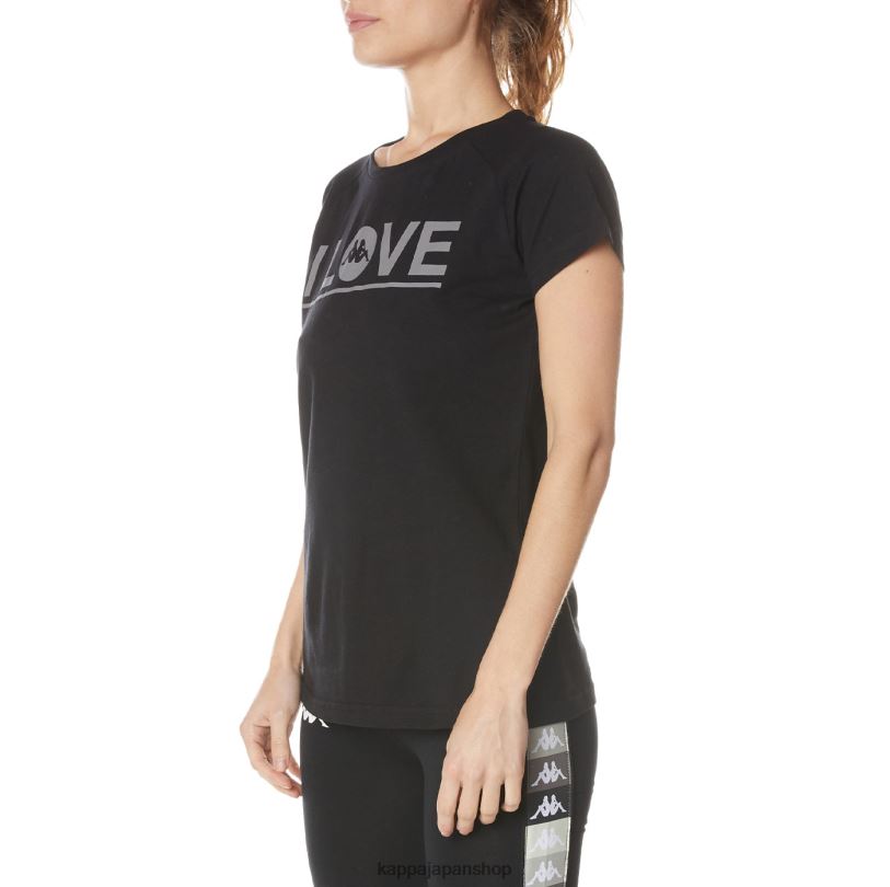 Kappa 女性 本物のグルニチャTシャツ ブラックジェット 480LJ378