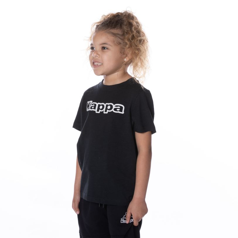Kappa 子供たち キッズ ロゴ カバル T シャツ 黒い煙 480LJ655