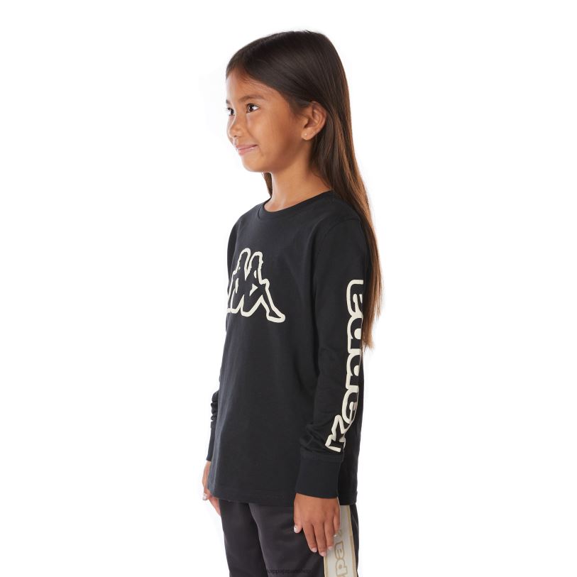 Kappa 子供たち キッズロゴアビーTシャツ 黒い煙 480LJ656