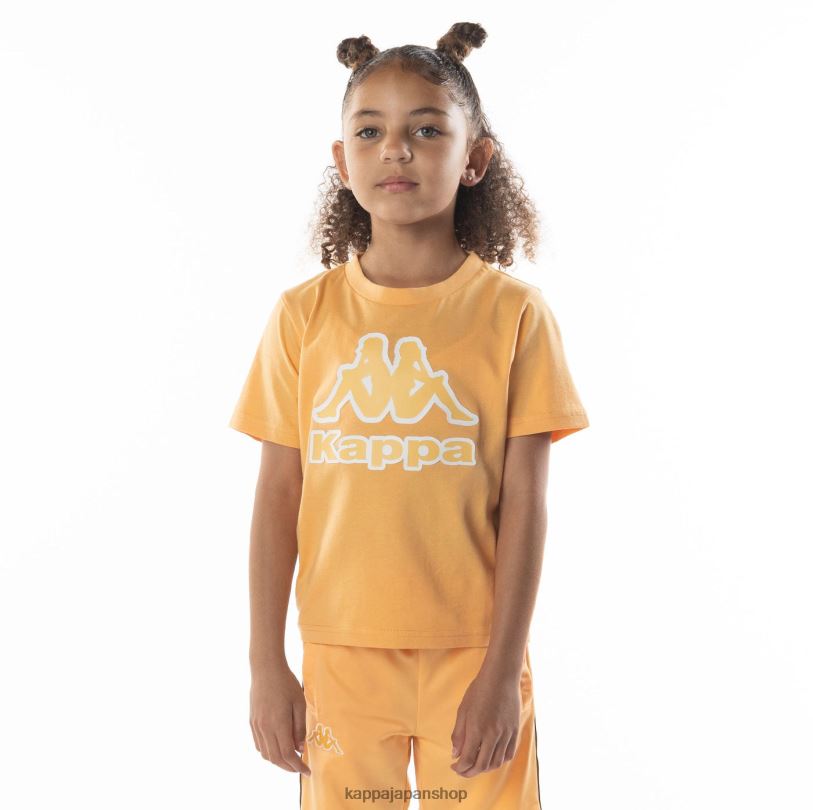 Kappa 子供たち キッズロゴテープバントTシャツ ライトオレンジ 480LJ675