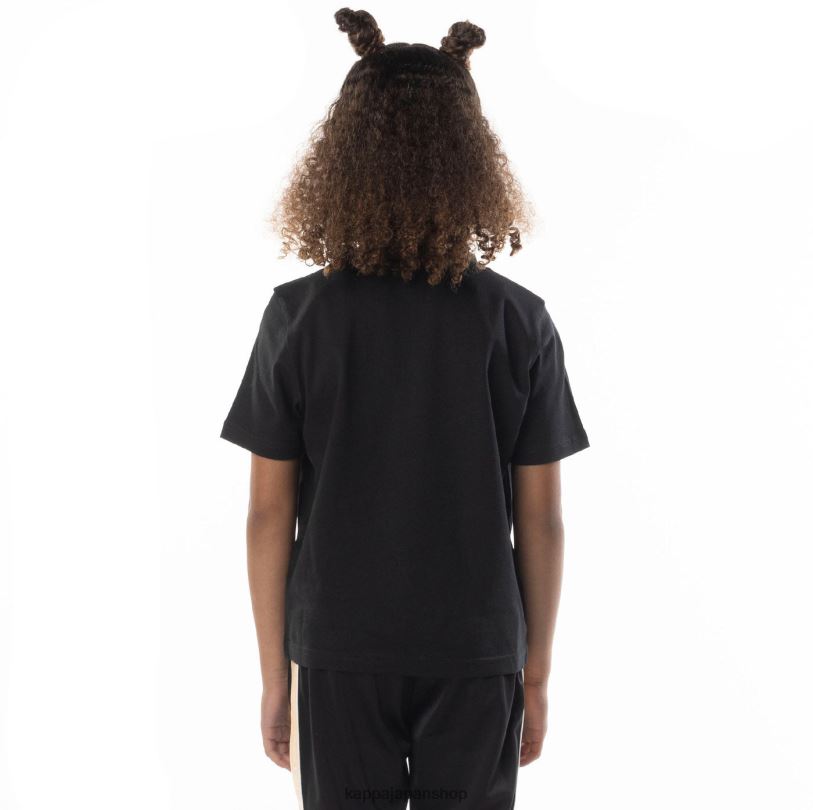 Kappa 子供たち キッズロゴテープバントTシャツ ブラックスモークオレンジ 480LJ676