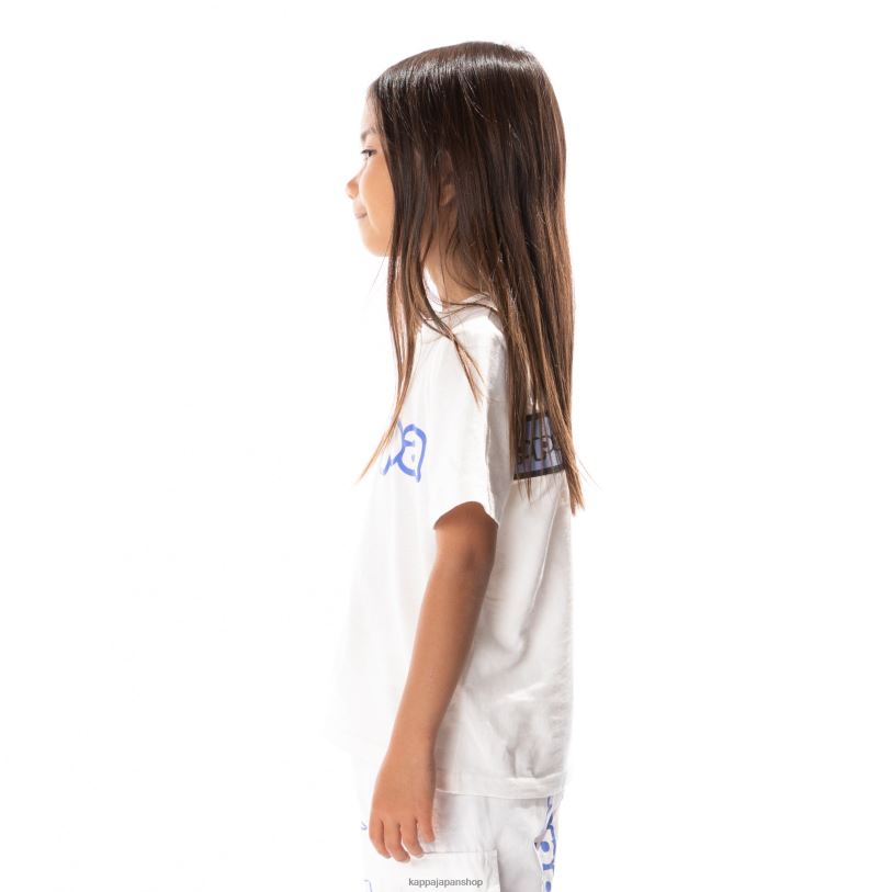 Kappa 子供たち キッズロゴテープエルコTシャツ 白青 480LJ679