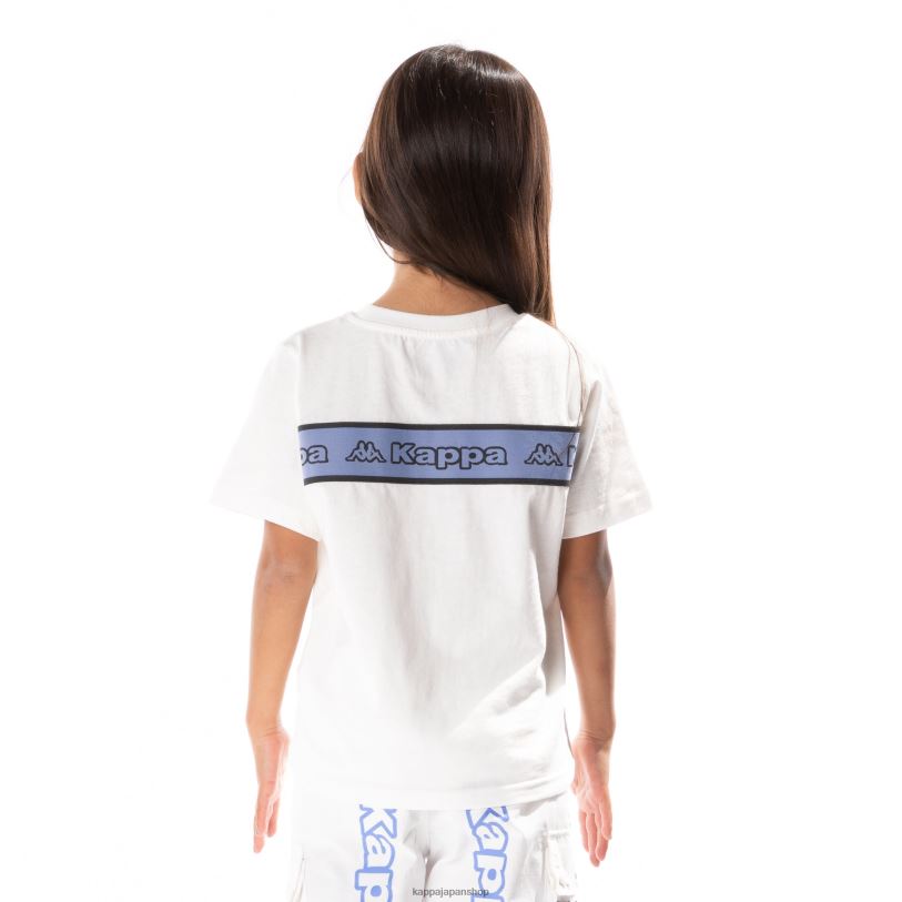 Kappa 子供たち キッズロゴテープエルコTシャツ 白青 480LJ679