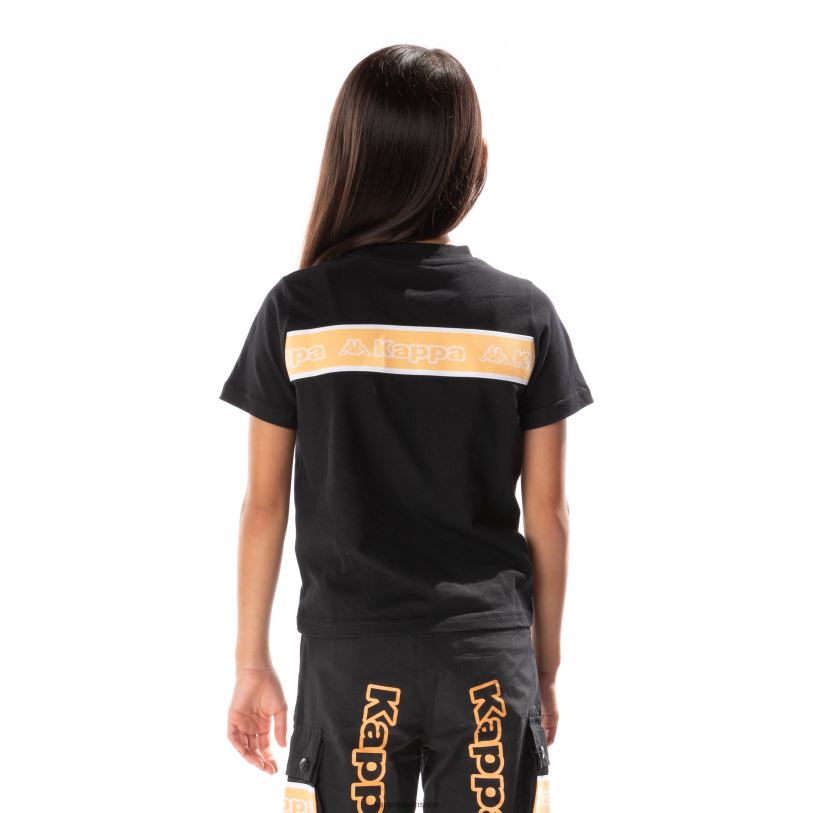 Kappa 子供たち キッズロゴテープエルコTシャツ ブラックスモークオレンジ 480LJ681