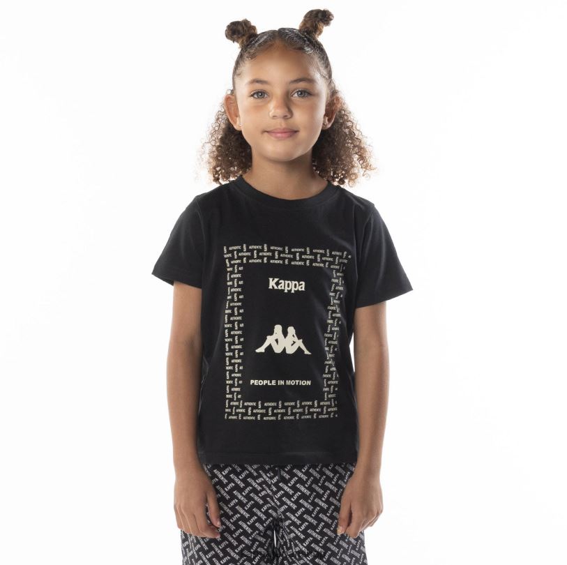 Kappa 子供たち キッズオーセンティックグラフィックTシャツ 黒煙砂 480LJ687